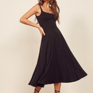 Reformation Jeans Black Mary Midi Pocket Dress M